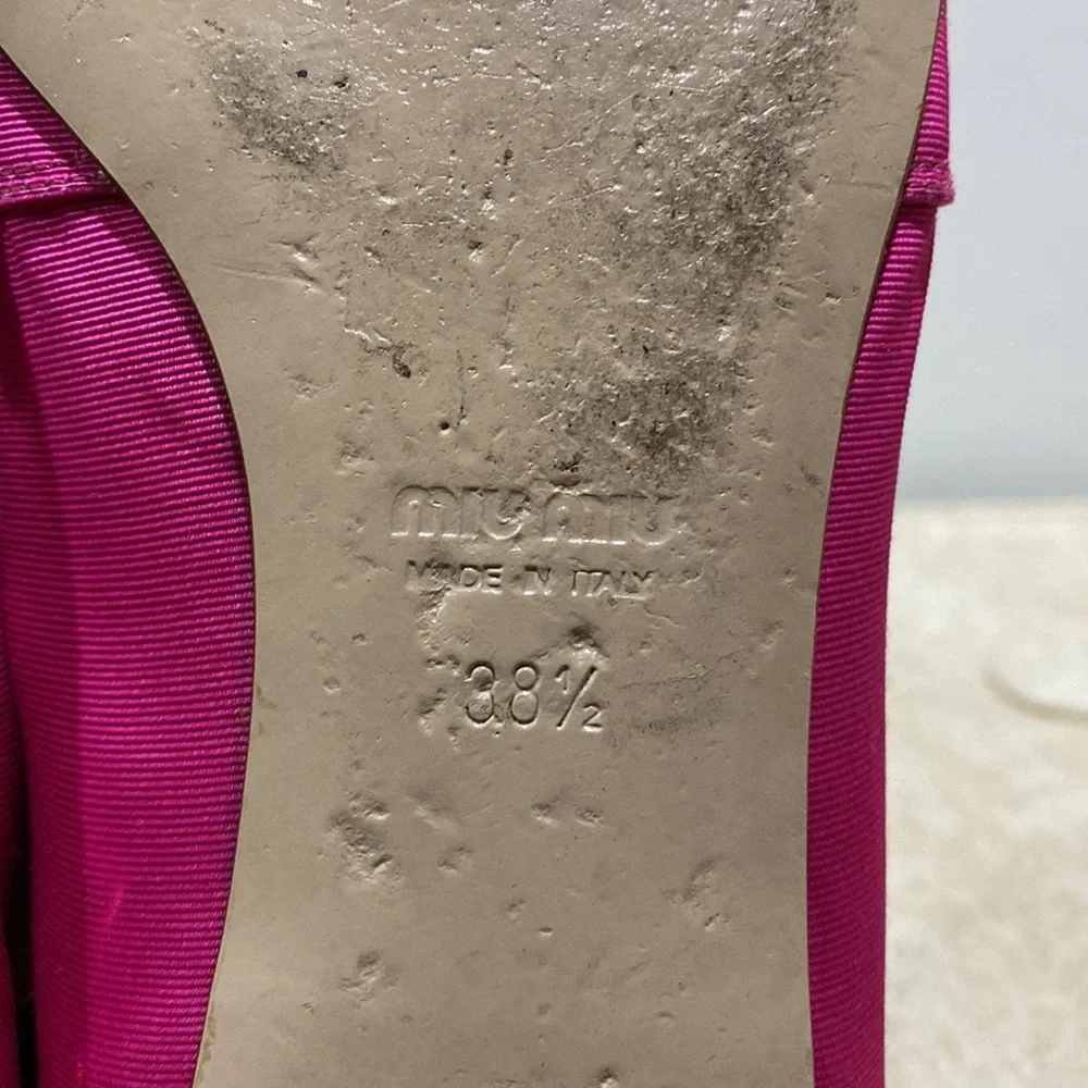 Miu Miu Pink Satin Embroidered Loafers SIZE 38.5